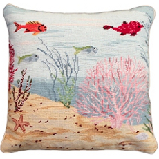 Coral Reef Right Needlepoint Pillow