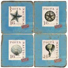 Shells On Stamps Coasters