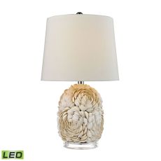 Natural Shell Led Table Lamp With Off White Linen Shade