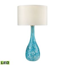 Mediterranean Blown Glass Led Table Lamp In Seafoam