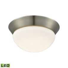Contours 1 Light Led Flushmount In Satin Nickel And Opal Glass - Small