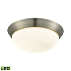 Contours 1 Light Led Flushmount In Satin Nickel And Opal Glass - Large