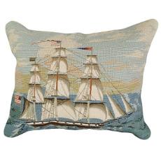 Ship At Full Mast" 16" X 20" Mixed-Stitch Pillow