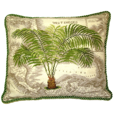 West Indies Palm Tree Needlepoint Pillow
