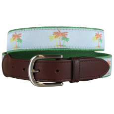 Palm Tree Leather Tab Belt