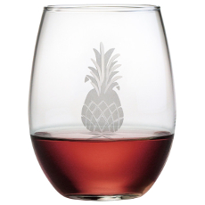 Pineapple Hand-Cut Stemless 21oz Wine Glasses (Set of 4)