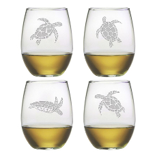 Sea Turtle Stemless Wine Glass Assortment S/4