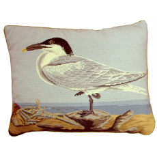 Seagull Shell Needlepoint Pillow