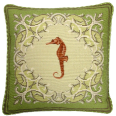 Seahorse Needlepoint Pillow