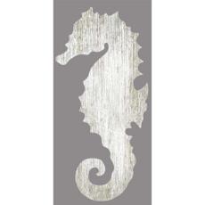 Seahorse Silhouette Facing Left Wall Art - White