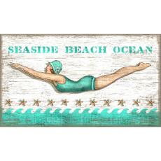 Diving Girl Personalized Beach Sign