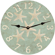 Starfish Clock Seafoam Rustic