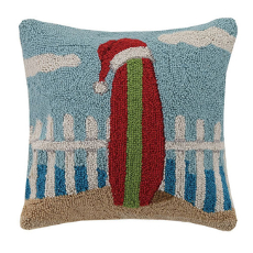 Surfboard With Xmas Hat Hook Pillow