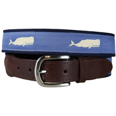 Moby Whale (Blue) Leather Tab Belt