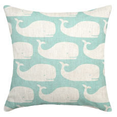 Whale Aqua Linen Pillow