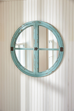 ROUND WINDOW WOOD MIRROR - SEA