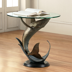 Whale End Table with Glass Top