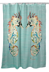 Aqua Betsy’s Seahorses Shower Curtain