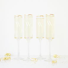 Personalized 8 Oz. Gold Rim Contemporary Champagne Flutes (Set Of 4)