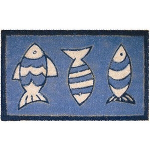 Three Blue Fish Coconut Fiber Doormat