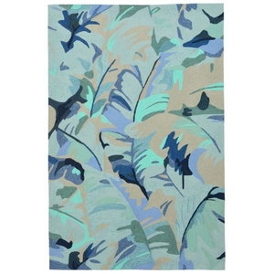 Palm Leaf Blue Rug 5' X 7'6"