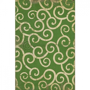 Green Swirl Pattern Vinyl Floor Cloth