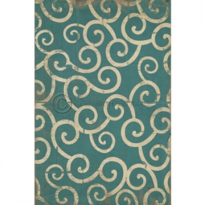Light Blue Swirl Pattern Vinyl Floor Cloth