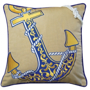 Anchor Embroidered Indoor Outdoor Pillow