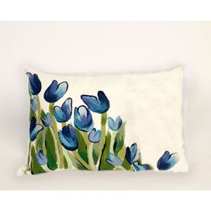 Liora Manne Visions Ii Allover Tulips Indoor/Outdoor Pillow - Blue, 12" By 20"