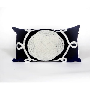 Liora Manne Visions Ii Ornamental Knot Indoor/Outdoor Pillow - Navy, 12" By 20"