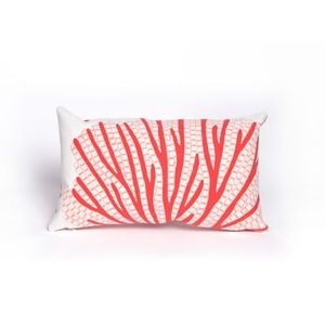 Liora Manne Visions Iii Coral Fan Indoor/Outdoor Pillow - Orange, 12" By 20"