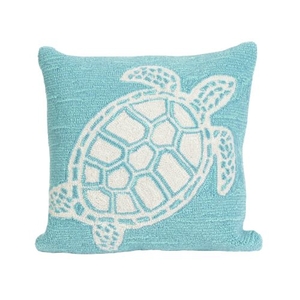 Liora Manne Frontporch Turtle Indoor/Outdoor Pillow - Blue, 18" Square