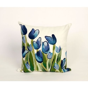 Liora Manne Visions Ii Allover Tulips Indoor/Outdoor Pillow - Blue, 20" Square