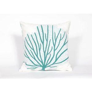 Liora Manne Visions Iii Coral Fan Indoor/Outdoor Pillow - Blue, 20" Square