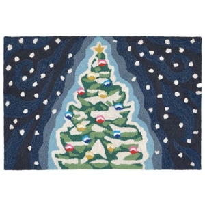 Liora Manne Frontporch Xmas Tree Indoor/Outdoor Rug - Navy, 30" By 48"