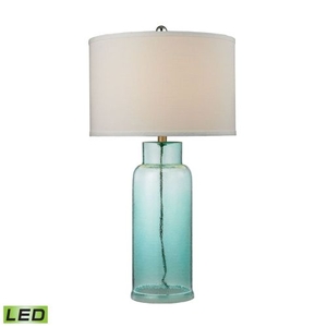 Glass Bottle Led Table Lamp In Seafoam Green