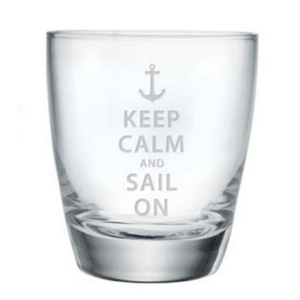 Keep Calm And Sail On Stemless Glasses S/4