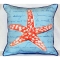 Coral Starfish Blue Indoor Outdoor Pillow