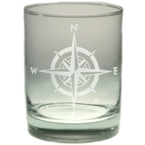 Compass Rose Double Old Fashion Glass Set of 4