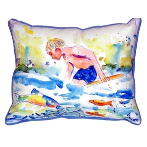 Boy & Fish Large Indoor/Outdoor Pillow 18X18