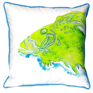 Green Fish Large Indoor/Outdoor Pillow 18X18