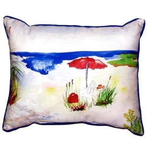 Red Beach Umbrella Large Indoor/Outdoor Pillow 16X20