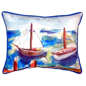 Two Sailboats Large Indoor/Outdoor Pillow 16X20