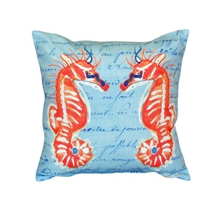 Coral Sea Horses Blue No Cord Pillow 18X18