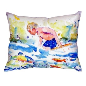 Boy & Fish No Cord Pillow 18X18