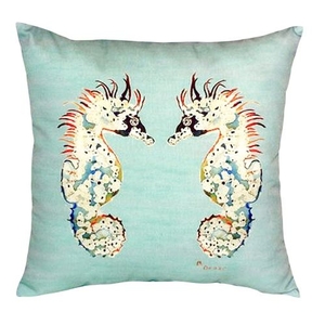 Betsy'S Sea Horses - Teal No Cord Pillow 18X18