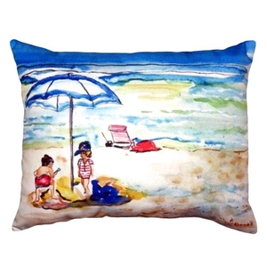 Playing On The Beach No Cord Pillow 16X20