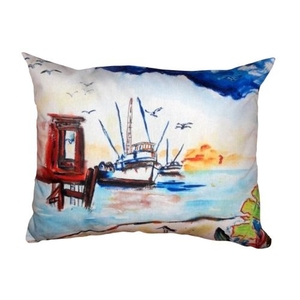 Dock & Shrimp Boat No Cord Pillow 16X20