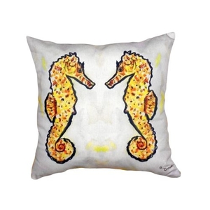 Gold Sea Horses No Cord Pillow 18X18