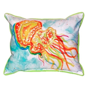Orange Jellyfish Small Indoor/Outdoor Pillow 11X14